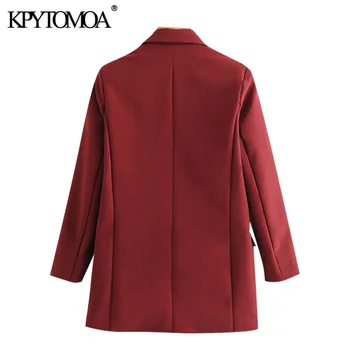 KPYTOMOA жени 2020 мода офис носи една бутона блейзър винтидж палто с дълъг ръкав джобове на Дамски връхни дрехи и шикозни блузи