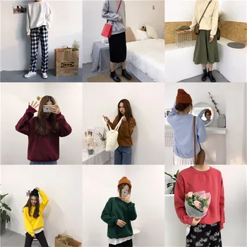 Sudaderas Mujer 2018 Harajuku Solid Sweatshirt Women Long Sleeve Hoodie Свободни Жени, Блузи, Блузи, Ежедневни Спортен Костюм