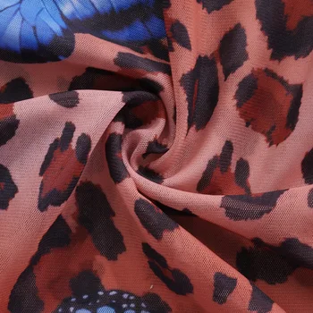 Joskaa леопард пеперуда окото на печатни off-Shoulder flare ръкав боди секси екипировки ежедневни клубна дрехи Дамски костюм от две части
