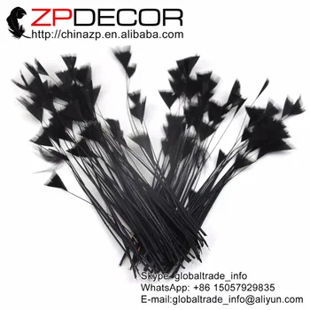 ZPDECOR 200pieces/лот 15-20 см. (6-8 см) с Високо качество боядисана черна раирана индюшачьих пера за бурлескной маскарадной партита