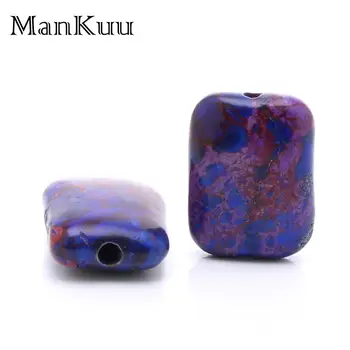 Mankuu 13*18 мм правоъгълник, тъмно виолетово сини морски привкус яспис свободни мъниста от естествен камък мъниста за 