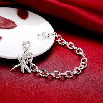 Безплатна доставка 925 сребърни бижута на мода Червеното насекоми висулка гривни елегантен CZ Циркон жените гривна