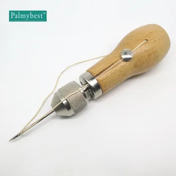 Palmy резба восък линия дървена дръжка шевни Шило устройството за подвързване кожа платно палатка шевни игли занаят САМ ръчно изработени инструменти
