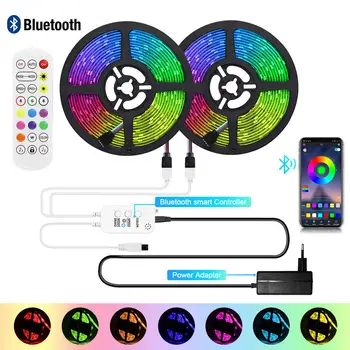 Водоустойчива led лента SMD5050 DC12V RGB Stripes Music Sync Color Changing + Bluetooth Controller for Kitchen Bedroom Home