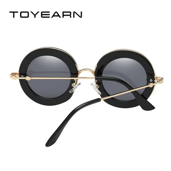 TOYEARN Vintage Brand Designer кръгли слънчеви очила дамска мода на английски език Bee Metal Frame Circle слънчеви очила за жени
