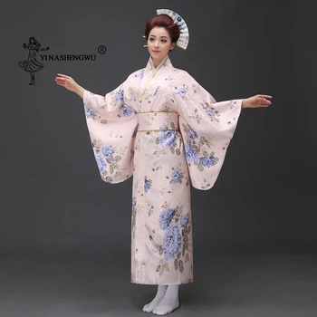 Японски Традиционен Цветен Принт Дълги Кимоно Япония Жените С Костюм Cosplay Cotume Азиатската Облекло Секси Гейша Юката Жени