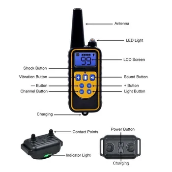 пет 800м Electric Dog Training Collar Пет Remote Control Waterproof Rechargeable with LCD Display for All Size Bark-stop Collars