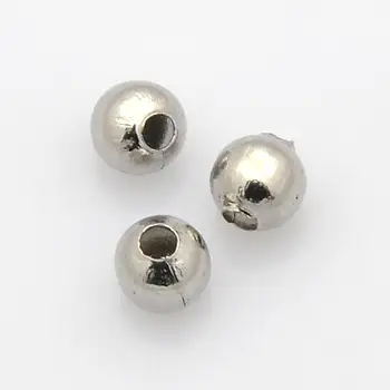 Кръгли топки с вложки от неръждаема стомана 316, цвят неръждаема стомана, 4mm, дупка: 1.5 mm