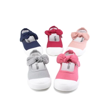 Baby Girl Canvas Shoes Casual Kids With Shoes Bowtie Bow-knot Solid Candy Color Girls маратонки детска мека обувки, Обувки за деца