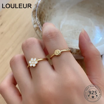 LouLeur Real 925 чисто сребро пръстен цвете френски стил е елегантен минималистичен пръстени за жени, мода, луксозни и изискани бижута подаръци