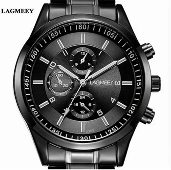 Мъжки черен часовник луксозни напълно стоманени часовници Masculino Relogio Мъжки спортни бизнес Erkek Кол Saati Dress ръчен часовник хронограф
