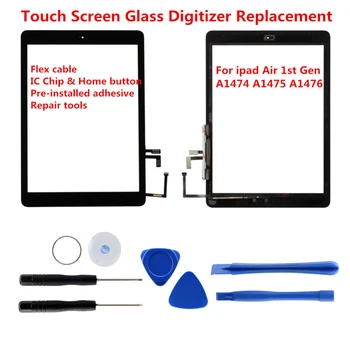 Нова смяна на сензорен екран Digitizer комплекти за iPad Air 1-во поколение A1475 A1476 A1474 ремонт набор от инструменти