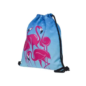 Европейският американски фламинго 3D печатни дантела чанта за съхранение на раница, Пазарска чанта на партията опаковка 30*39 см стоки за бита