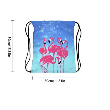Европейският американски фламинго 3D печатни дантела чанта за съхранение на раница, Пазарска чанта на партията опаковка 30*39 см стоки за бита