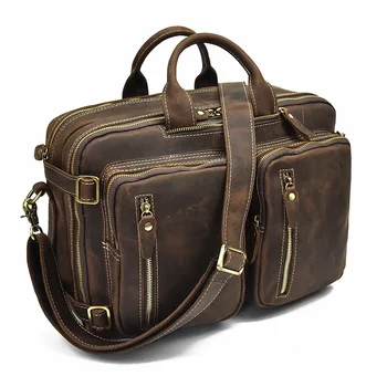 MAHEU Men Briefcase Business Bag Real Cowskin Men Мъжки чанти Чанта за лаптоп 15,6-инчов компютърна чанта мъжки кожени чанти 3 в 1