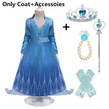 Halloween Costume For Girls Snowflake Print Winter Long Sleeves Princess Party Cosplay Clothes Kids Vestido 4-10Yrs