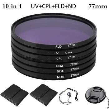 77 mm UV+CPL+FLD+ND поляризация филтри неутрална плътност снимки кит комплект за Nikon, Canon, Sony, Pentax DSLR