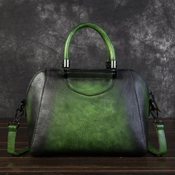 Естествена кожа, чанти за жени, Дамска мода ретро чанта голям капацитет чанта с високо качество коровья кожа Мъкна