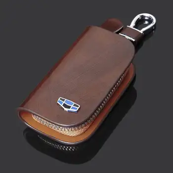 За Geely Atlas Boyue NL3 EX7 Car Leather Key Case Key housekeeper Car remote key case car key Organizer Key Cover With Car Лого