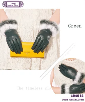 HSPL ръкавици от естествена кожа, дамски дебели кожени ръкавици, дамски топлинни ръкавици от кожа заек овча кожа