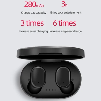 TWS Bluetooth 5.0 слушалки A6S безжични слушалки Слушалките с шумопотискане с калъф за слушалки на iPhone Huawei Samsung