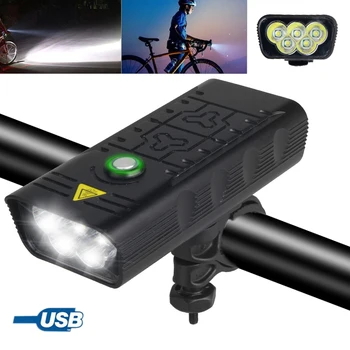 Водоустойчив USB предни Велосипеден фенер 5 XML-T6 LED мощен МТБ колоездене лампа 4 режима на Акумулаторна батерия велосипеден фенерче