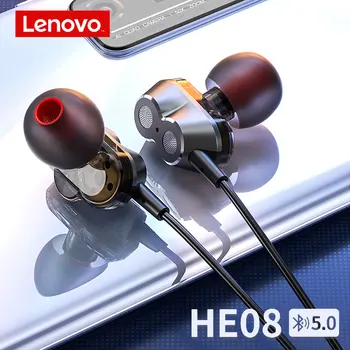 Lenovo HE08 слушалки Bluetooth слушалки водоустойчив HiFi стерео слушалки с микрофон и TW13 3.5 мм спортни слушалки