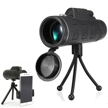 Обектив за телефон 40x60 увеличение за смартфон монокуляр телескоп обхвата на камерата къмпинг туризъм риболов с компас телефон клип на статив