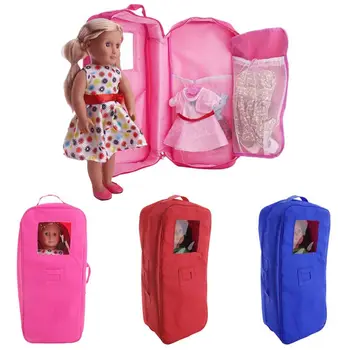 Кукла пътен куфар за носене чанта за съхранение чанта за носене 18-инчови кукли USA Момиче MAY-9