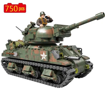 Военната серия на Втората световна война бтр the Sherman tank тежък тактически камион войници от специалните сили строителни блокове, тухли, играчки, подаръци