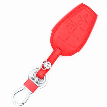 WFMJ Red Leather Key Chain Cover Case for Dodge Challenger Charger Durango, Magnum Grand Caravan Journey Ram 1500 2500 3500 4500