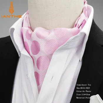 2018 Brand New Polyester Jacquard мъжки реколта точка жакард мъжки дълги вратовръзки новост сватба тънък Ascot вратовръзка за мъжете и вратовръзки