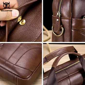 BULLCAPTAIN мъжки портфейл мъжки бизнес чанти могат да се използват за 14-инчов лаптоп кожена чанта messenger bag офис чанта