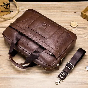 BULLCAPTAIN мъжки портфейл мъжки бизнес чанти могат да се използват за 14-инчов лаптоп кожена чанта messenger bag офис чанта