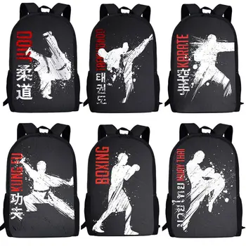 Jackherelook Cool Martial Arts WOW Printing School Bag For Boys Girls 3D Karate/Venci Kids School Supplies Студентски Bookbag