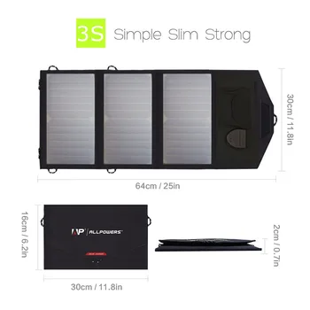ALLPOWERS преносими зарядно устройство слънчеви панели USB 18 12 5 21 W 20 W сгъваем Мобилен банка захранване за преносими телефони, батерии, слънчеви панели