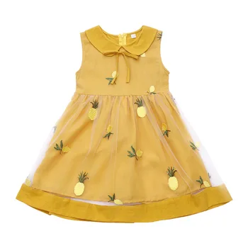 Момичета рокли нов сладък рокля на принцеса детски деца момичета сватба облекло дантела бални рокли, Детски дрехи жълтият ананас 10Y