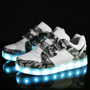 Размер 25-37 децата led обувки за момчета момичета USB зарядно устройство Schoenen деца Chaussure Enfant светещи светещи маратонки с по-лека подметка