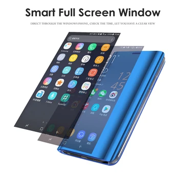 Кожени калъфи за Huawei y6 2019 Luxury Smart mirror Case For Huawei y6 2018 Light Flip Case Book Cover