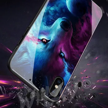 Стъклена калъф за телефон iPhone X 8 7 6 Plus 6S на Корпуса луксозен Силиконов калъф за животни калъф за iPhone8 iPhonex iPhone X 8 7 6 S Plus