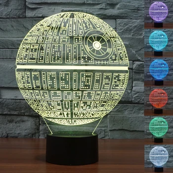 Цветна USB Star Wars Death Star 3D настолна лампа Luminaria Led Night Light Remote Switch декоративно осветление празнични подаръци