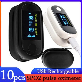5-10шт USB Акумулаторна пальчиковый оксиметър OLED Blood Кислород Heart Rate PR Saturometro Monitor оксиметър с торби за съхранение