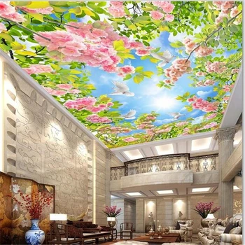Wellyu потребителски мащабна 3d тапети тапети голямо цвете с висока разделителна способност на тавана на хола декоративна живопис papel de parede