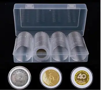 20Set 60grids 40mm Clear Coin Capsules Caps прозрачни монетни капсули за монети доларова кутия