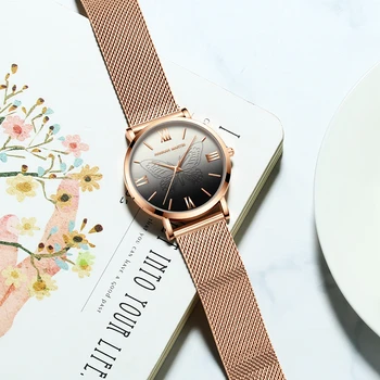 2019 нови часовници дамски розово злато стомана на окото дамски Ръчни часовника 36 мм водоустойчив часовник 3D розова пеперуда часовници relogio feminino