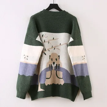 Нова мода пуловер Жени Есен и зима свободни пуловер пуловер плета пуловер хип-хоп женски oversize
