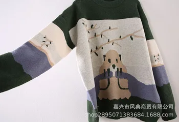 Нова мода пуловер Жени Есен и зима свободни пуловер пуловер плета пуловер хип-хоп женски oversize