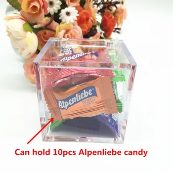 12 бр./лот персонални сватбена подарък кутия Baby Shower благосклонно се отнася до голям размер квадратна прозрачна пластмасова кутия шоколадови бонбони с индивидуални етикети