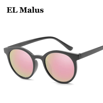 [EL Malus]Кръгли рамки слънчеви очила жени мъже ретро червени, жълти лещи и огледало розово лилави нюанси секси дамски слънчеви очила Oculos
