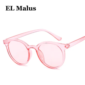 [EL Malus]Кръгли рамки слънчеви очила жени мъже ретро червени, жълти лещи и огледало розово лилави нюанси секси дамски слънчеви очила Oculos